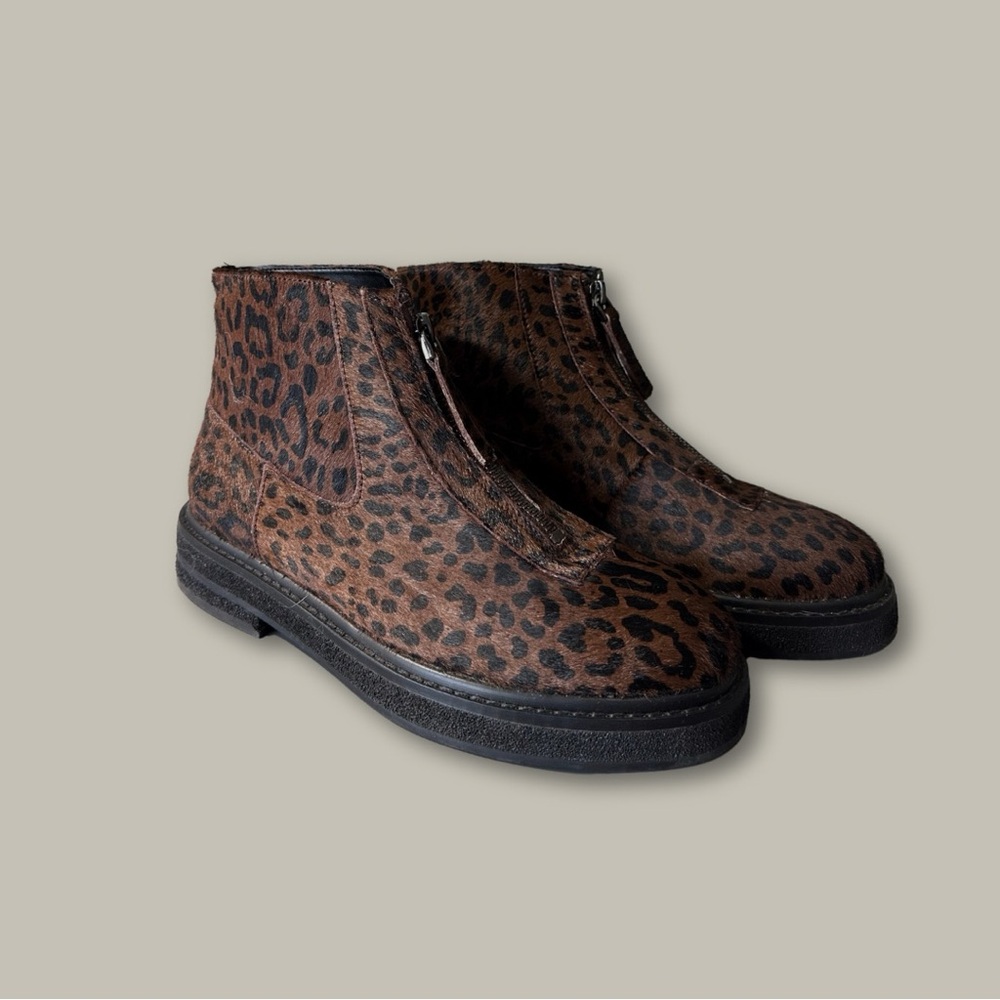 AEROSOLES Brown Leopard Ankle Booties